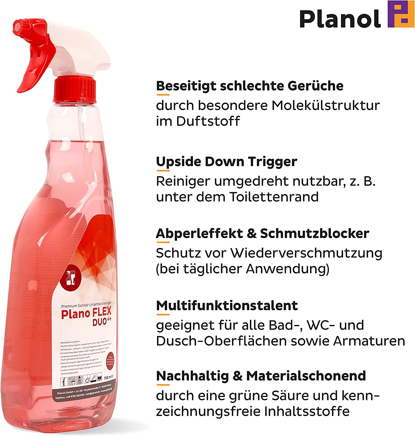 Sanitärreiniger Plano FLEX DUO++ Planol-Schaum Spray – Bild 5